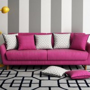 Fresh style, romantic interior living room with pink sofa